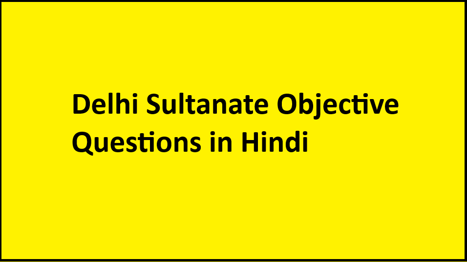 Delhi Sultanate Objective Questions in Hindi